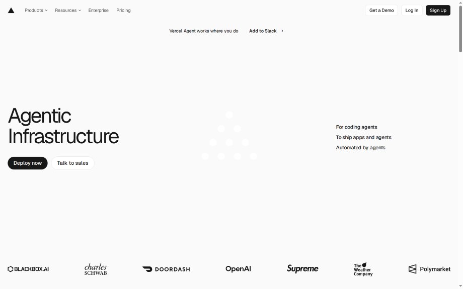 The Vercel homepage above the fold, the subject of sample teardown #012