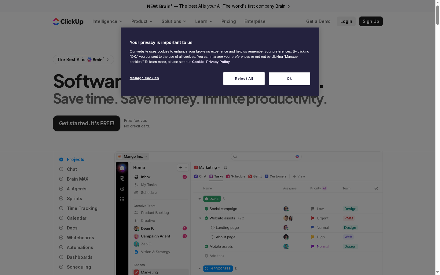 Blurred desktop: a dark centered box in the upper middle, a very large black word-mass on the left, a black pill button under it, and a screenshot of an app below.