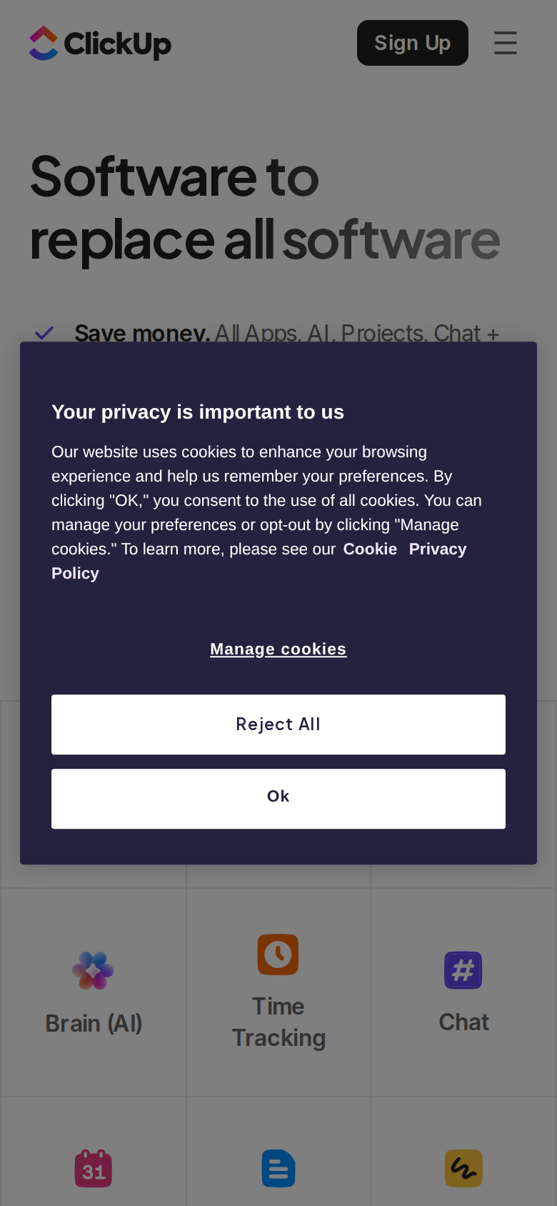 clickup.com on mobile