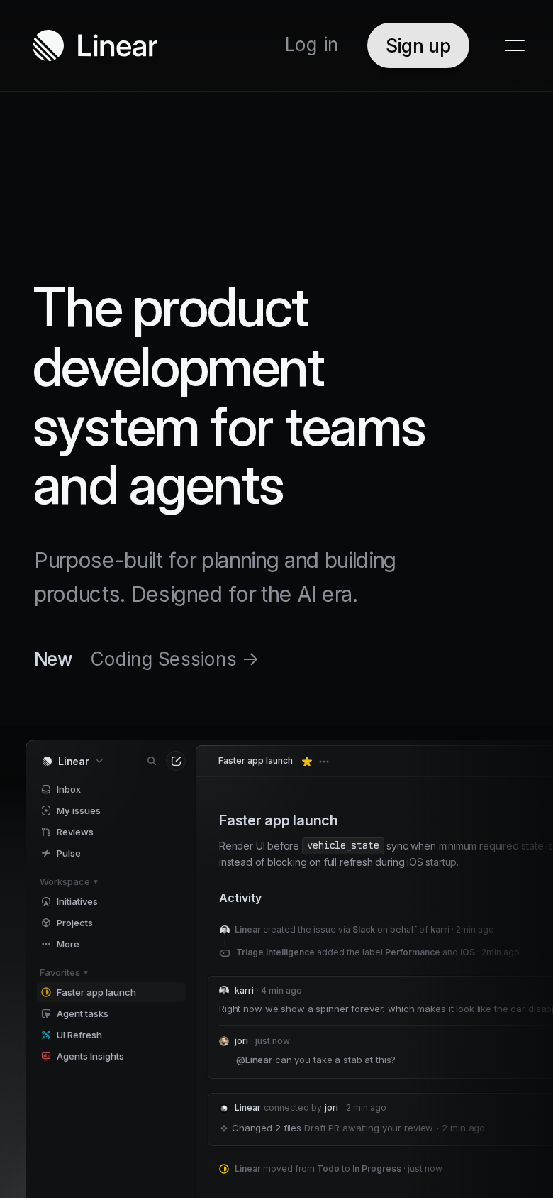 linear.app on mobile